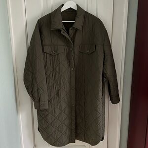 Massimo Dutti • Army Green Long Padded Liner Jacket Size L
